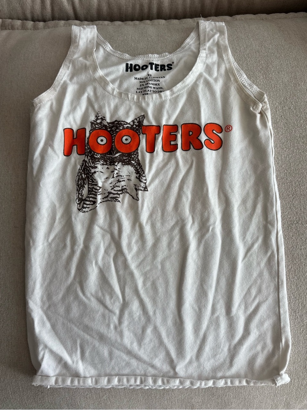 Hooters White Tank Top with Orange Logo